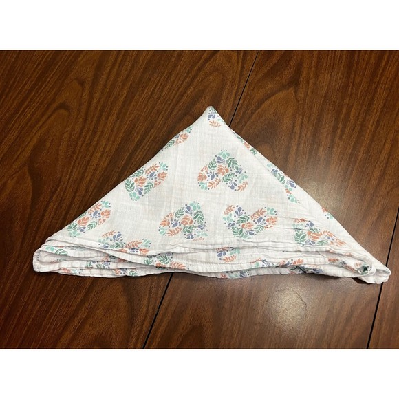 Aden & Anais Muslin Swaddle Blanket Leaves Vine Floral Multicolor Hearts 42" - Picture 5 of 7